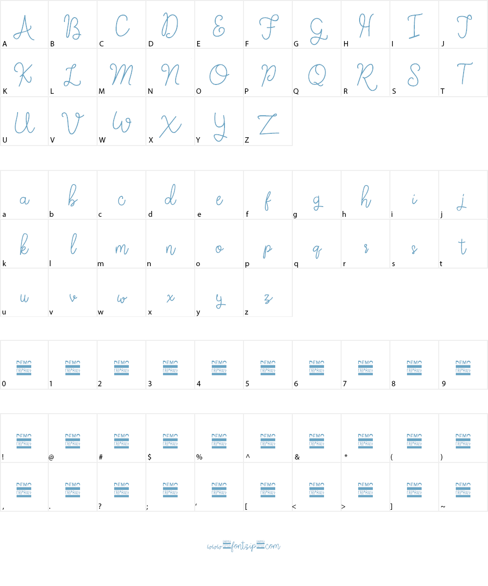 Fantica Demo Font Character